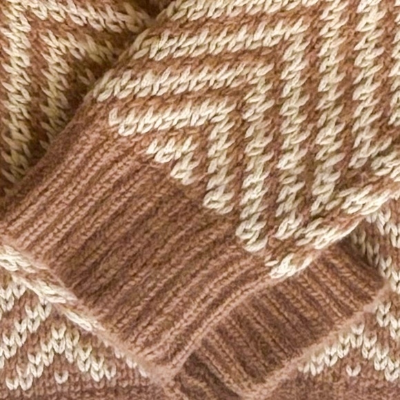 Ganni Chevron Wool Angora Knit Sweater Brown Cream Anthropologie – Size S - Picture 7 of 9